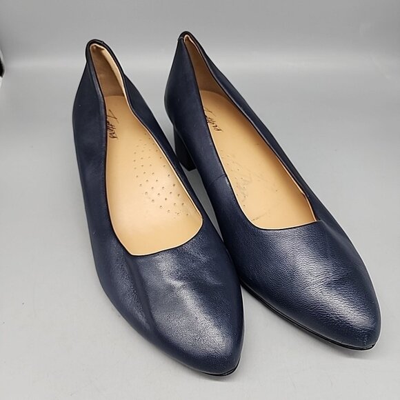 trotters womens shoes 12 W Navy Blue Slip On Pumps - Picture 1 of 7